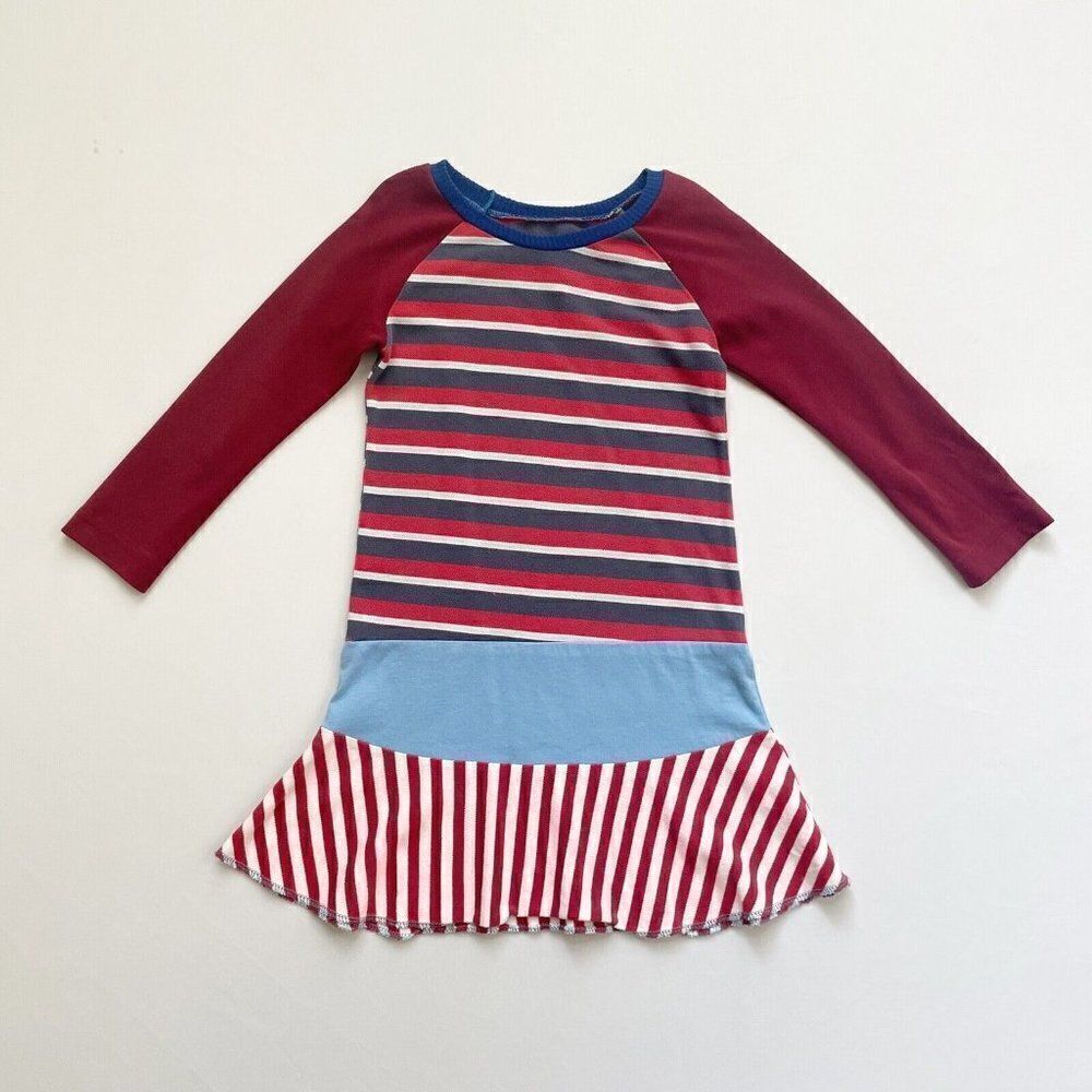CourtneyCourtney Long Sleeve Girls Red Dress Sz 5/6 Twirl Skirt Upcycled Striped